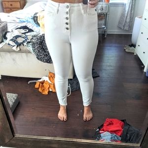 White button front jeans